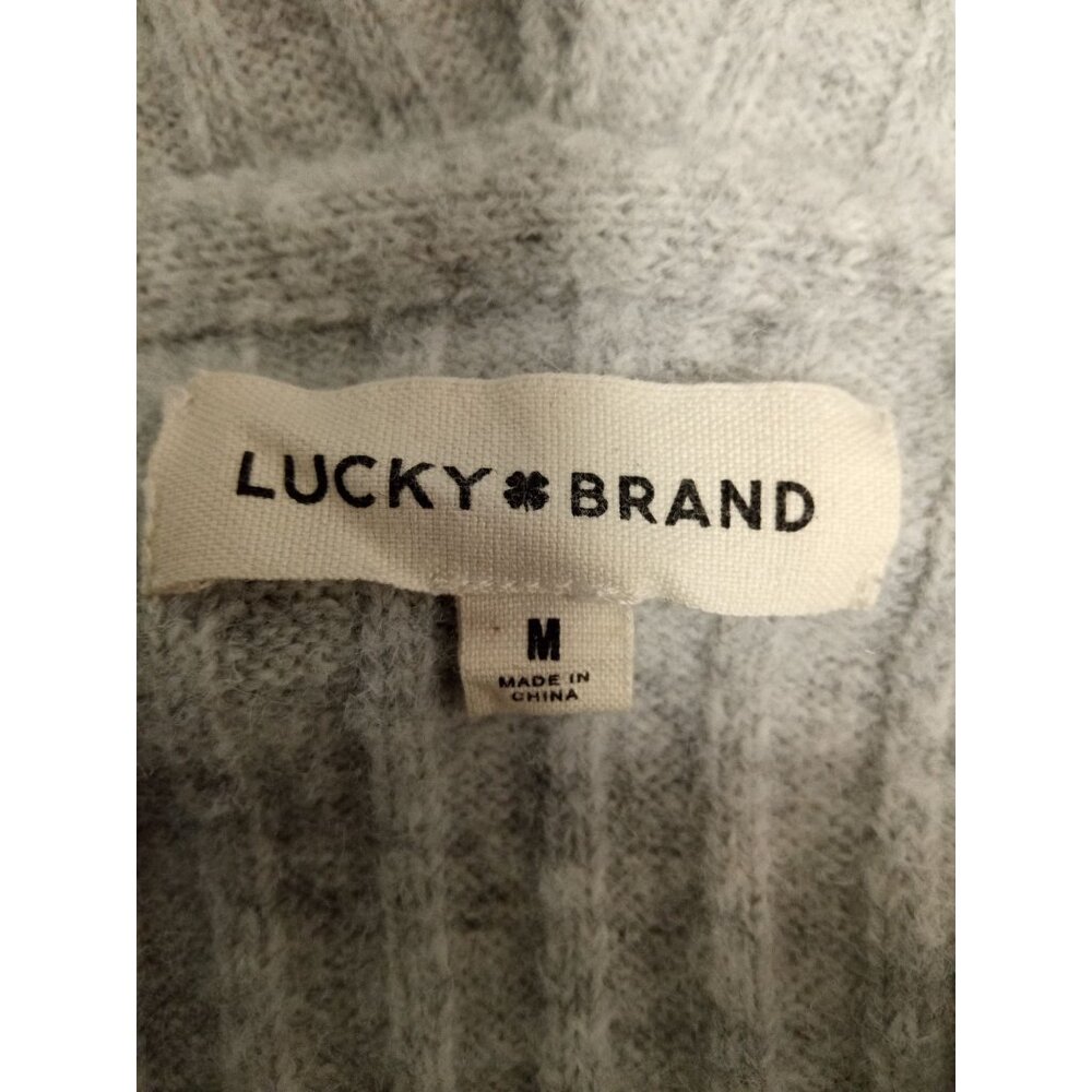 Lucky Brand Women's Gray V-Neck Hooded Cropped Sweater Size Medium - Picture 5 of 5